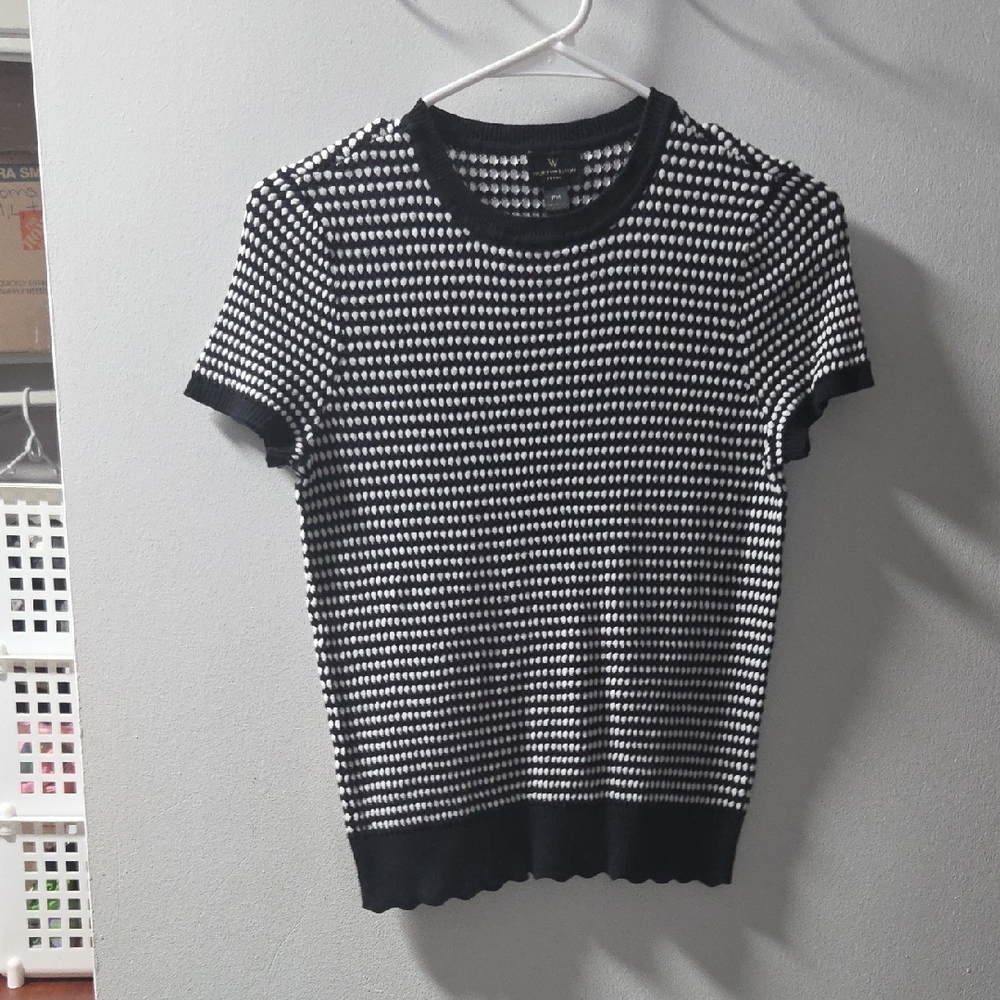 Worthington Black and White Patterned Knit Top